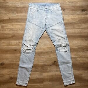 G Star RAW Jeans Men 31x34 Blue 5620 3D Super Slim Stretch Double Knee Moto Bike
